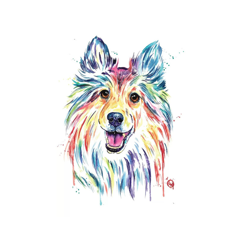 Sheltie by Lisa Whitehouse - Painting on Canvas, Wrapped Canvas, 20.32 cm H x 30.48 cm W