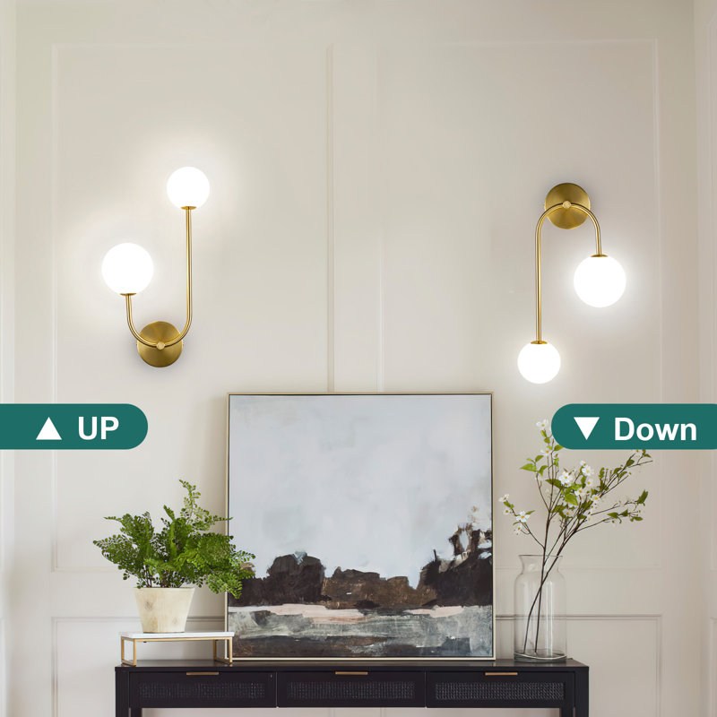 Mid Century Modern Vanity Light With Globe Milk Glass Wall Sconce Indoor Wall Light Fixtures For Living Room Bedroom Hallway