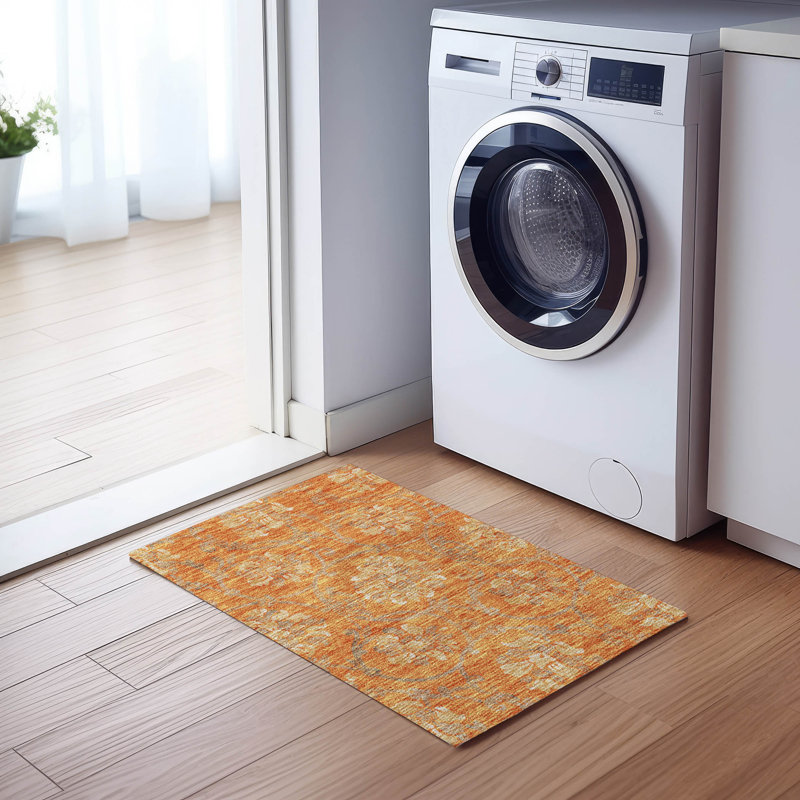 Steffie Washable Floral Indoor / Outdoor Rug, Rectangle 1'8" x 2'6"