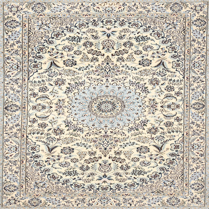 Tapis traditionnel gris / beige Gracela, Carré 5 pi