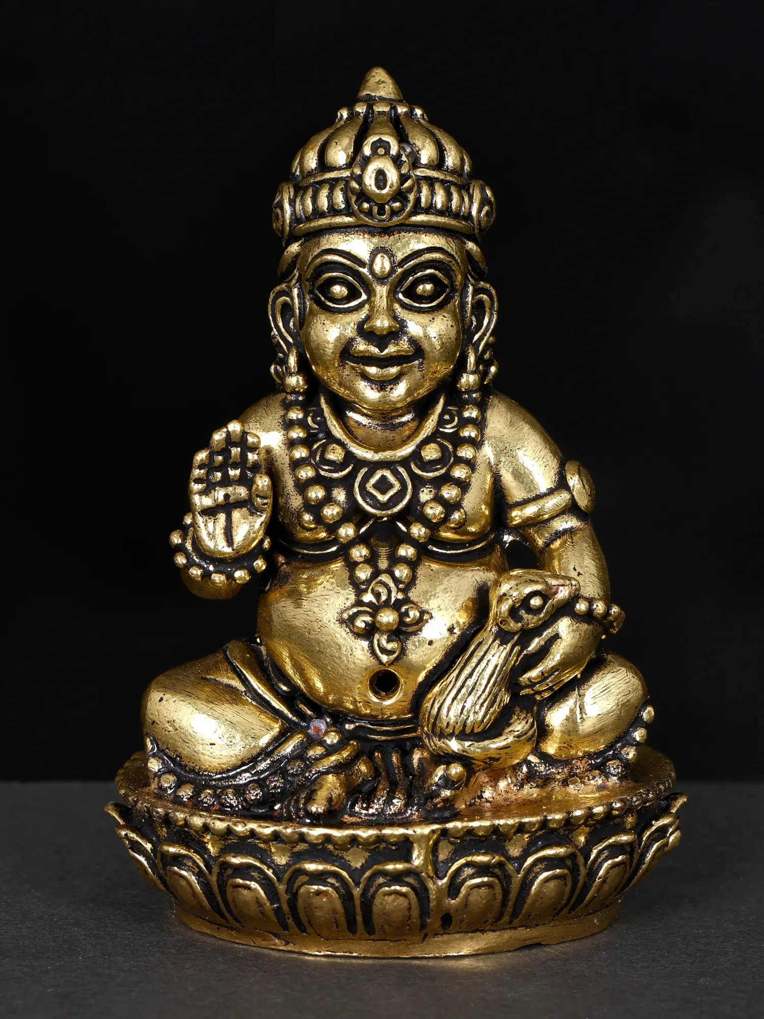 Astoria Grand 2 Inch Small Blessing Lord Kubera Brass Statue | Wayfair