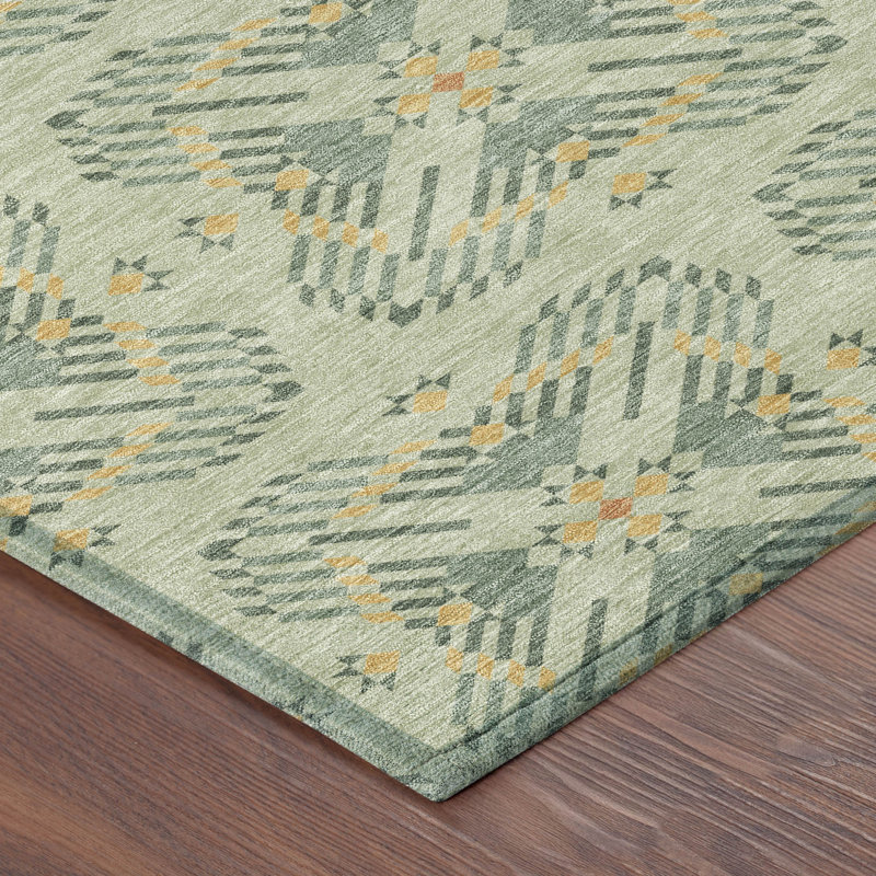 Machine Washable Indoor/Outdoor Chantille ACN2563 Geometric Rug, 2'6" x 3'10", Celery