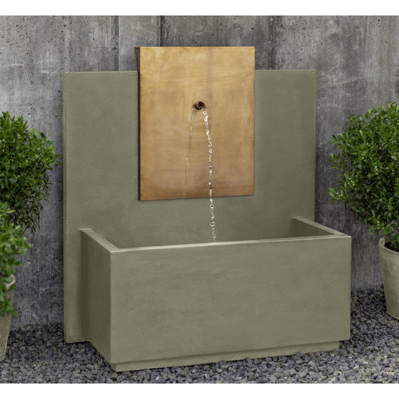 Handcrafted Outdoor Concrete / Cement Column Fountain, Verde