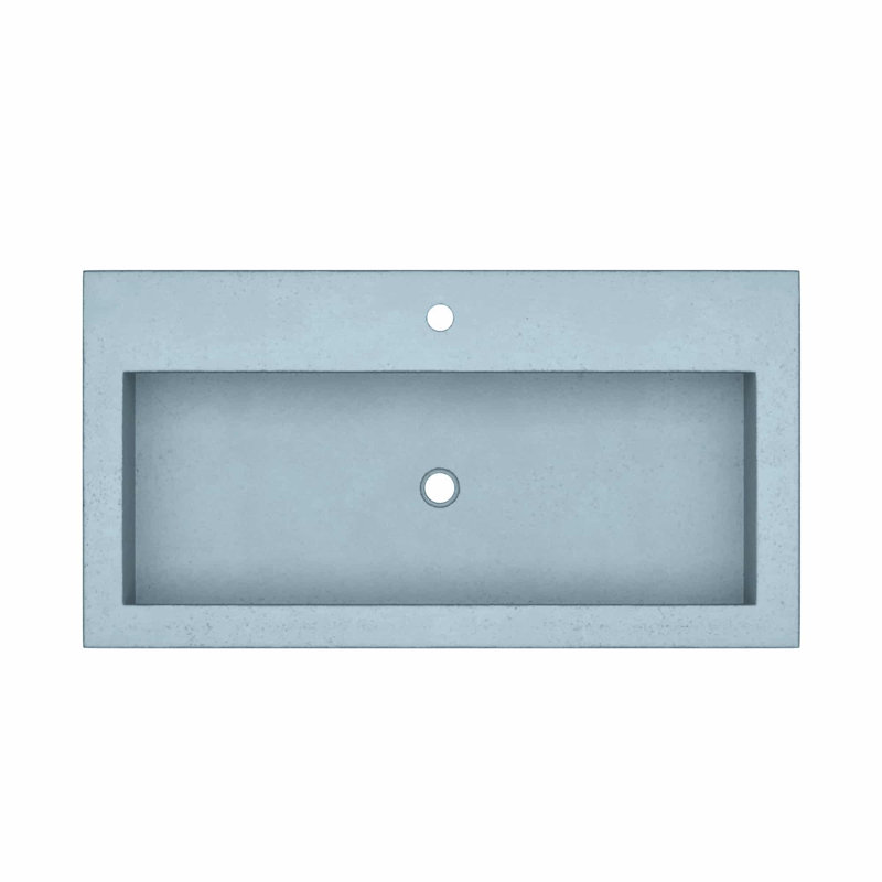 Trough Handmade Rectangular Drop-In Bathroom Sink, Single Faucet Hole, Ocean