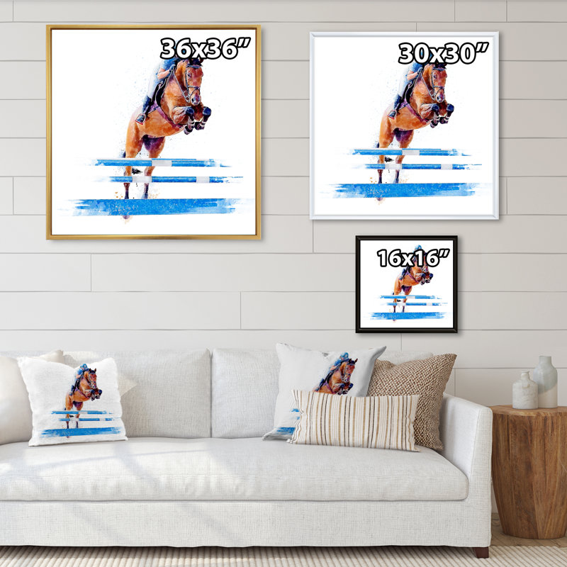 Art mural sur toile Jockey, Cadre photo noir, H 16 po x l 16 po x P 1 po