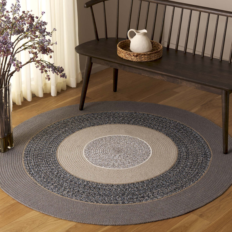 Aprel 751 Area Rug In Dark Grey / Black, Round 5'