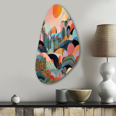 Pink Blue Minimalism Explosion - Unique Shape Abstract Minimalism Metal Wall Decor, Asymmetrical Metal Wall Sculpture Print