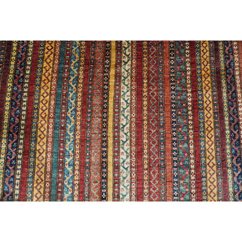 Aryana Wool Striped Area Rug in Red