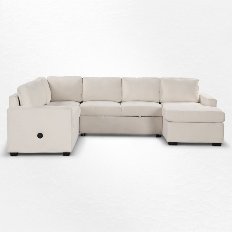 Canapé modulaire 4 pièces Dellarae, Mélange de polyester beige