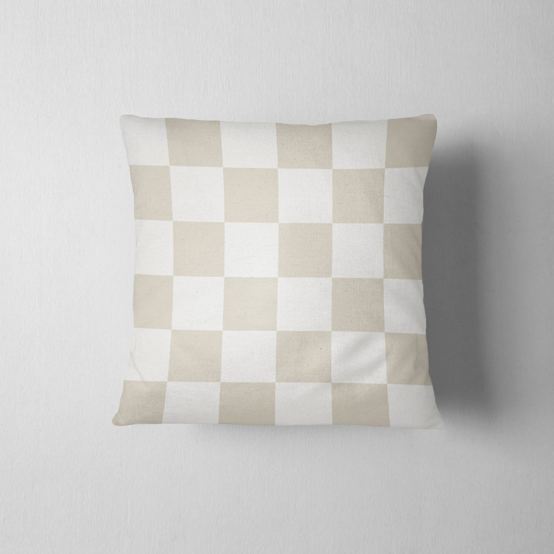 Housse de coussin à carreaux, H 16 po x l 16 po, Beige