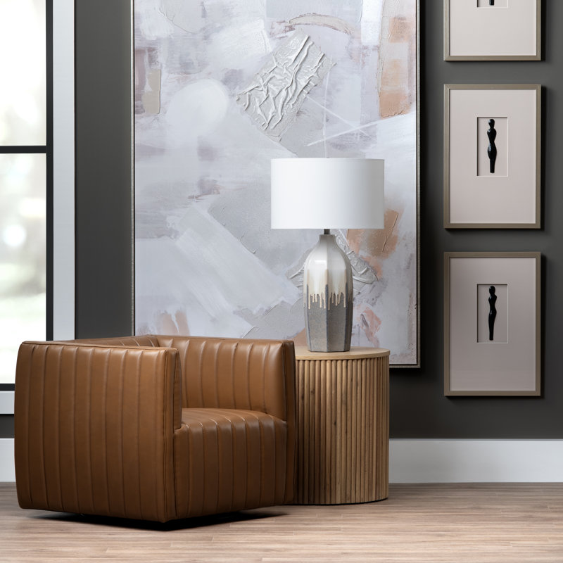 30.75" Ceramic Table Lamp With White Shade