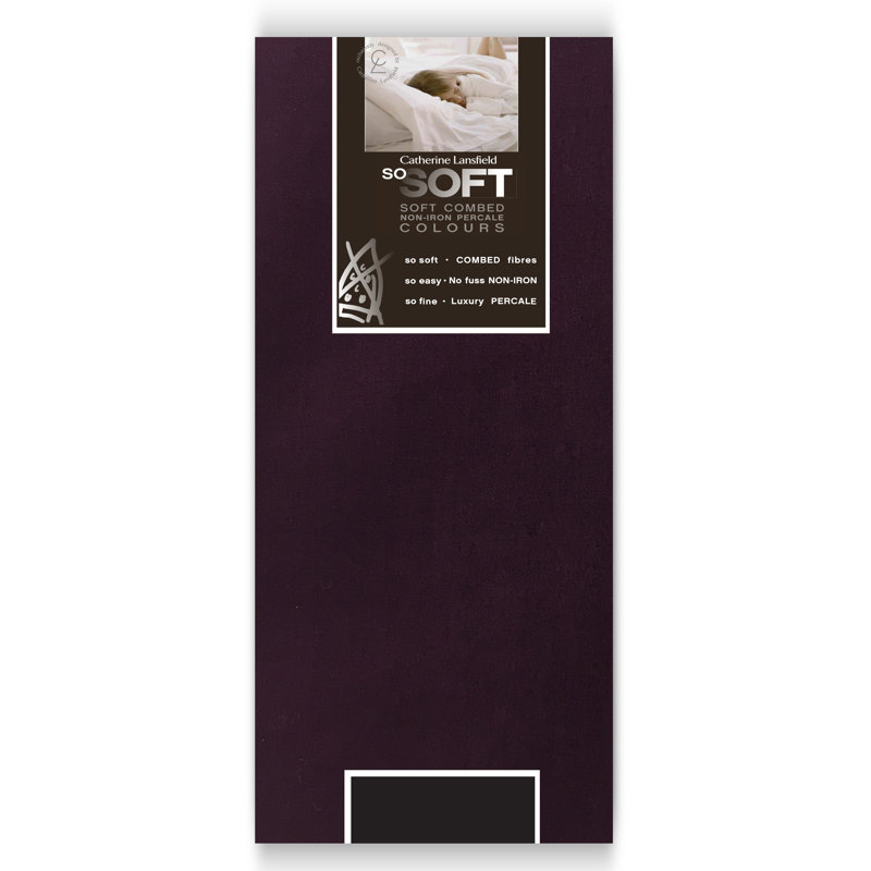 Easy Iron Percale Flat Sheet, Double (4'6), Plum
