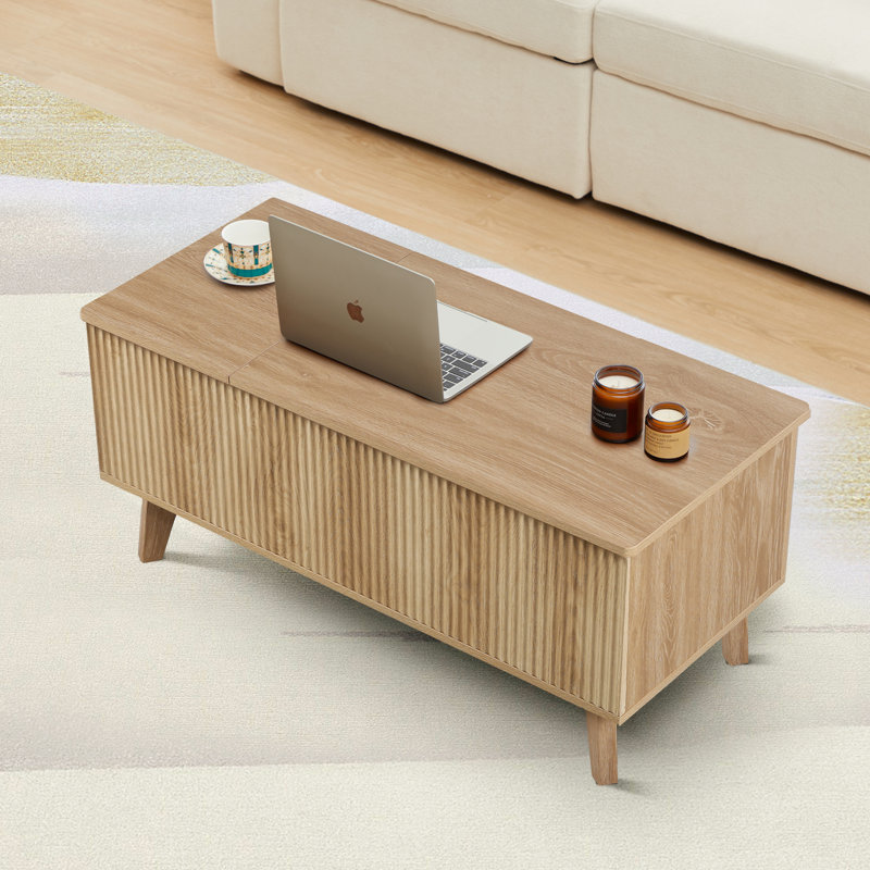 Table basse à plateau relevable avec rangement Saltash, Brun