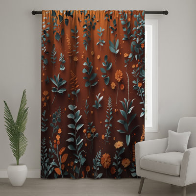 Rideaux à motif floral, voilages et voilages à motif floral - 1 panneau