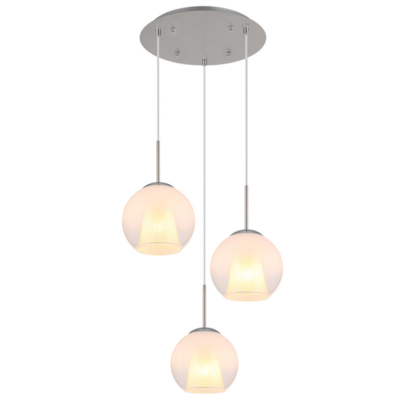 Decola 3 - Light Pendant, Opaline, Brushed nickel