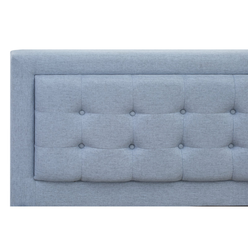 Denim Blue Upholstered Full Bed with Nightstand Set