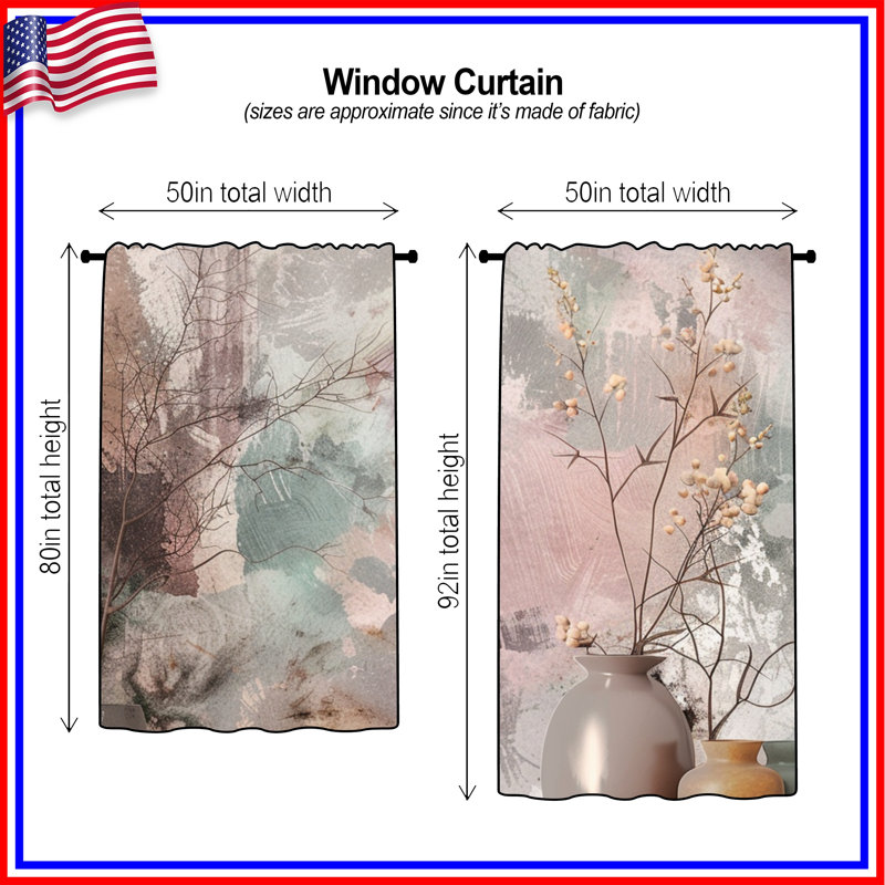 Vase rideaux, voilages décoratifs et voilages - 1 panneau, 50 po x 92 po - 1 panneau, Transparent