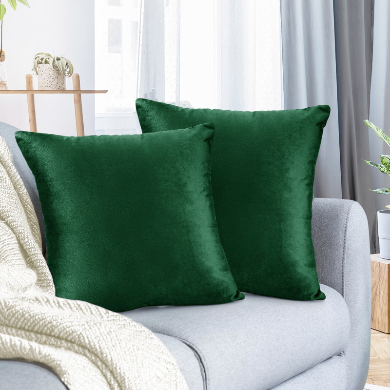 Housse de coussin décoratif en velours , Vert forêt, 16 po x 1 po