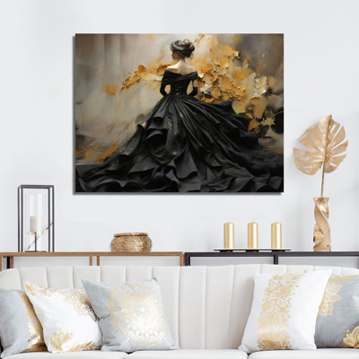 Fashion Elegance Unveiled Gold - Print on Canvas