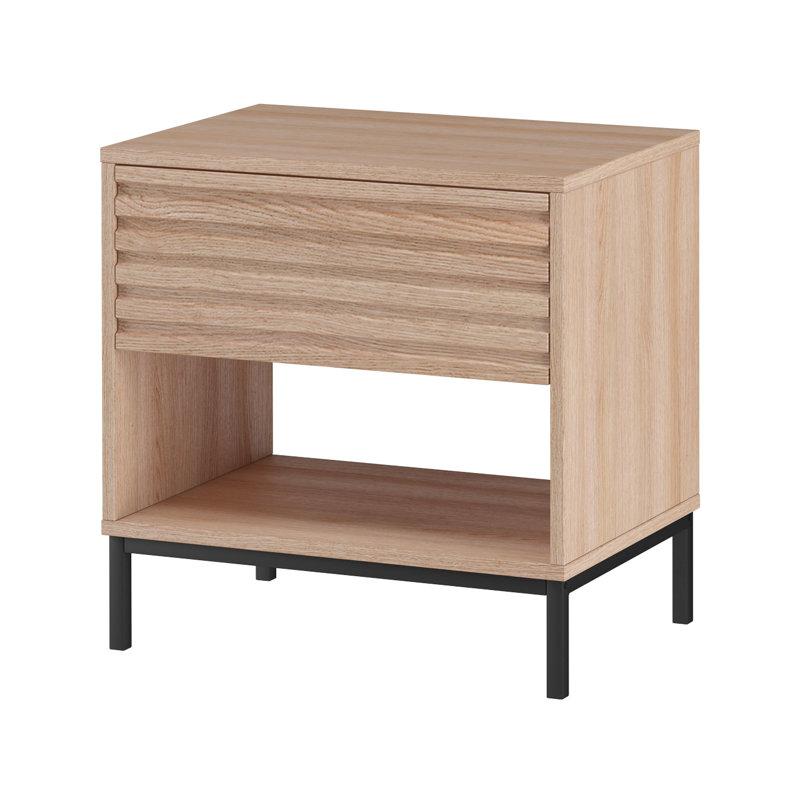 Ivi 50cm W Manufactured Wood Bedside Table, Oak