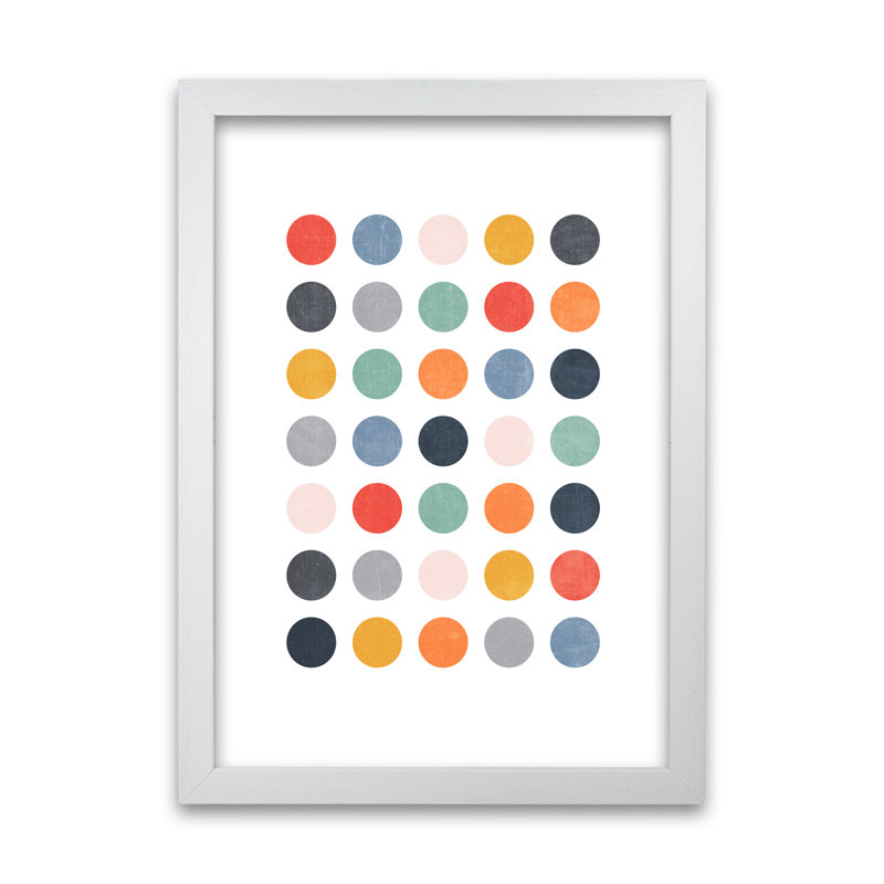 Scandi Dots Texture Original - Print, 42cm H x 30cm W x 3cm D, White Frame