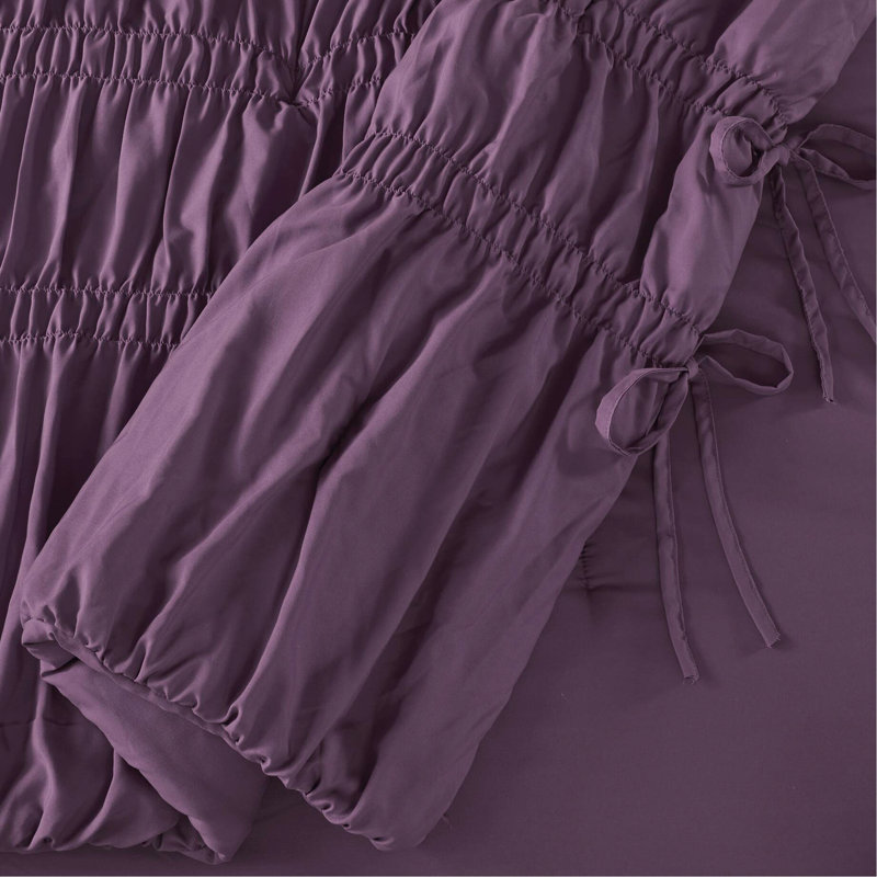 2 pièces d'édredon mauve simple / simple TG, en microfibre au design romantique, en microfibre brossée prélavée à la chaleur semblable à celle des nuages, avec motif à utiliser et attaches délicates, lavable à la machine, standard 100