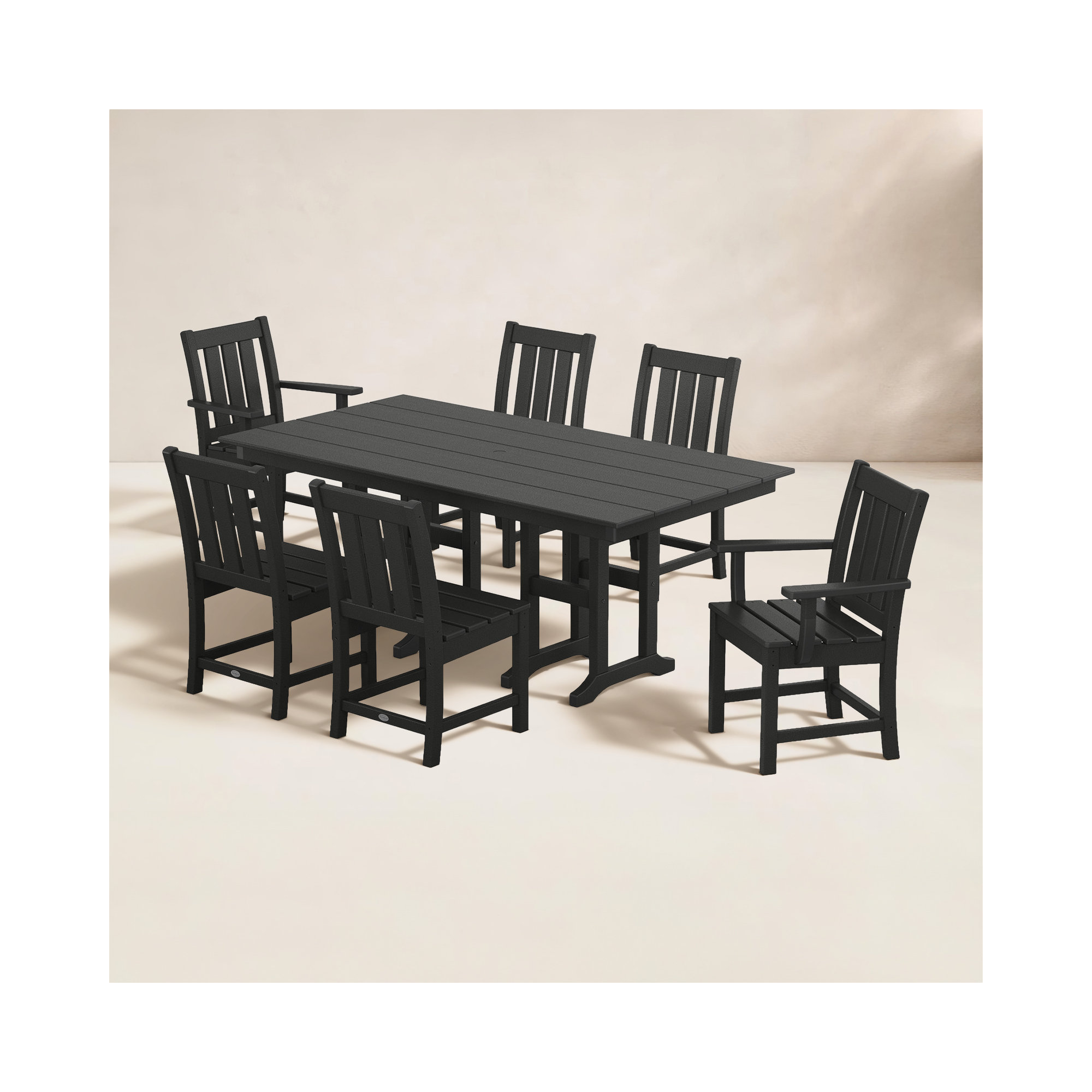 Oxford 7-Piece Farmhouse Dining Set, Black