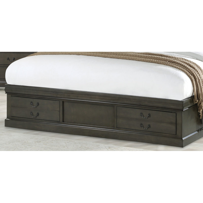 Covertt Solid Wood Bookcase Storage Bed, King, Dark Gray