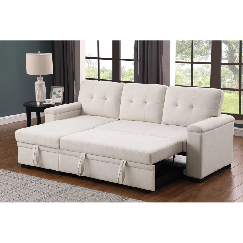 Canapé modulaire en tissu tissé beige avec canapé-lit Largeur de la commode avec rangement