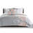 Grey/peach Printed Cotton Quilt 6 Piece, Full/queen, Reversible Softness, Floral Design, 3 Decorative Pillows Included Piece , Grey/peach, Cotton, Warmth, Stylish Pillows, Bedding-116011782-116011786