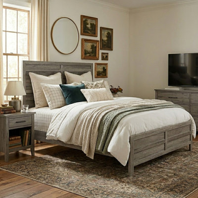 Queen Bed Frame with Panel Headboard