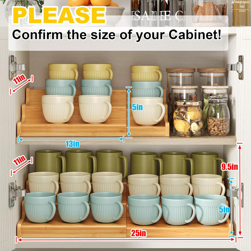 3-Tier Expandable Bamboo Mug Holder For Countertop