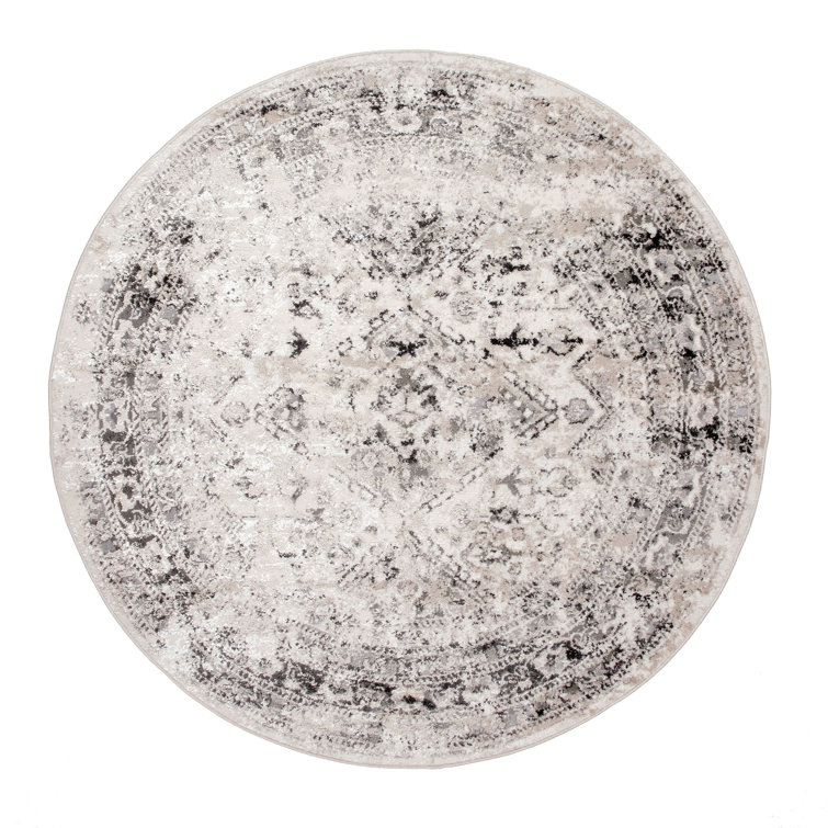Fullwood Power Loom Traditional Faded Medallion Gray Rug