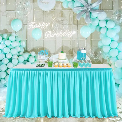 Table Skirts For Rectangle Tables Polyester Pleated Table Skirt Ruffle Tablecloth For Wedding Birthday