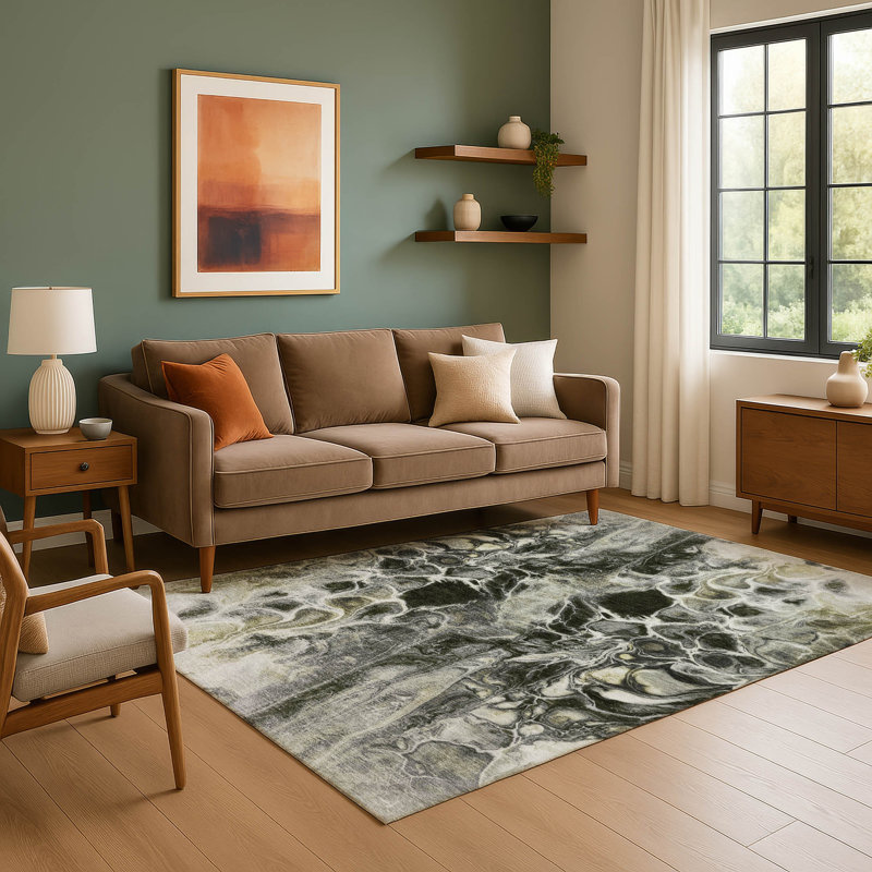 Premium Machine Washable Ralston AMF1936 Abstract Rug, Rectangle 2'6" x 3'10"