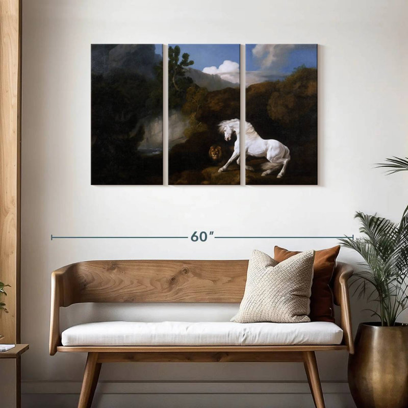Horse Frightened By A Lion, 28" H x 45" W