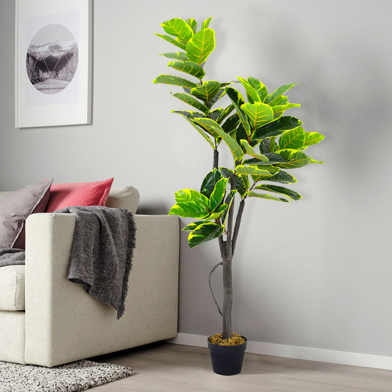 150 cm H Faux Plant in Plastic Freestanding  Planter