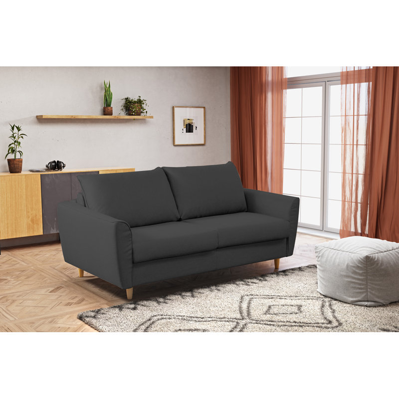 Canapé-lit avec matelas Mattlyn, Noir poudre