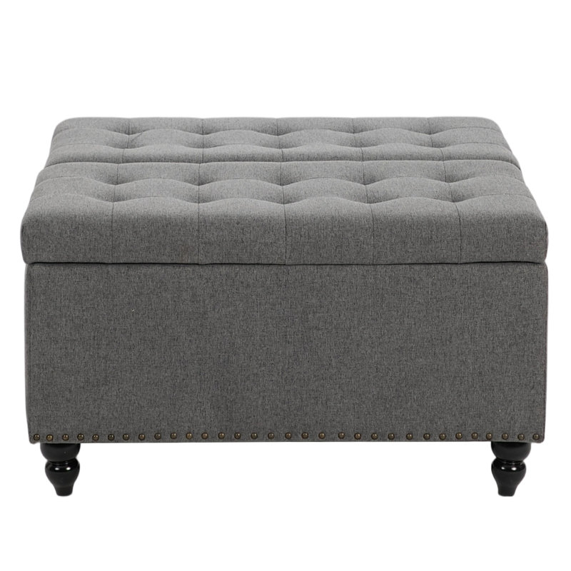 81.5cm Wide Tufted Square Standard Ottoman with Storage, Grey