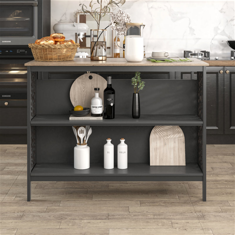 Lukasik Mandala Industrial Metal Kitchen Island with Storage
