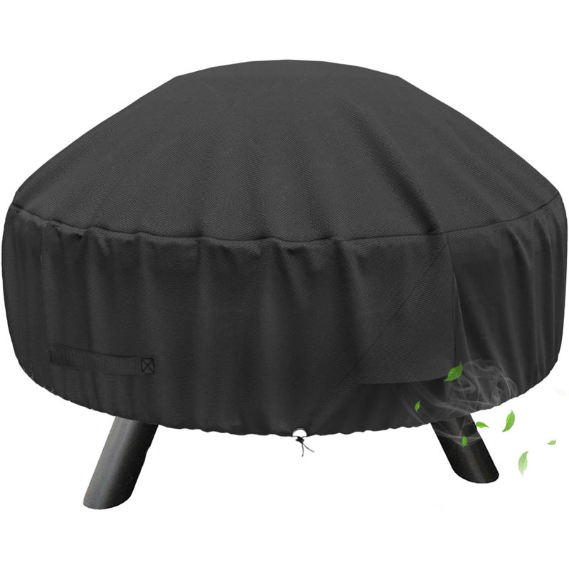 Couvercle de foyer rond imperméable et coupe-vent durable pour 22-32 pouces avec sangles et construit