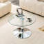 Table basse ronde en verre trempé transparent avec base en métal argenté poli, table centrale polyvalente de 27,5 pouces pour le salon ou les petits espaces, style moderne de luxe léger-129757871-129757869