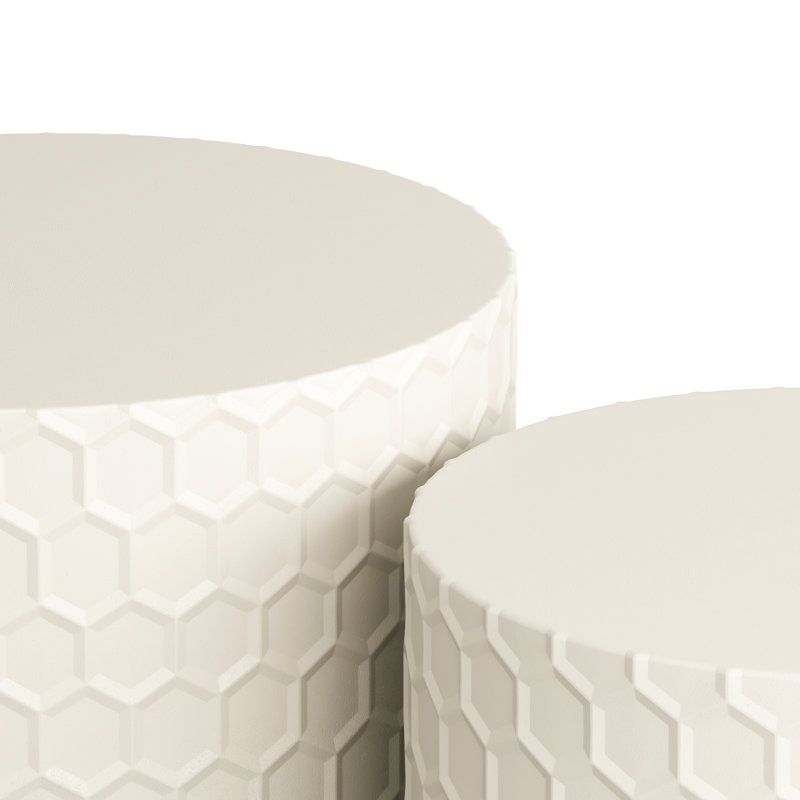 Table basse élégante et minimaliste, conception en nid d'abeille, ronde moderne pour le salon et la chambre à coucher, beige 2 pièces, capacité de 110 lb, facile à nettoyer, aucun assemblage requis avec un élément, une pièce ou des pièces d'espace