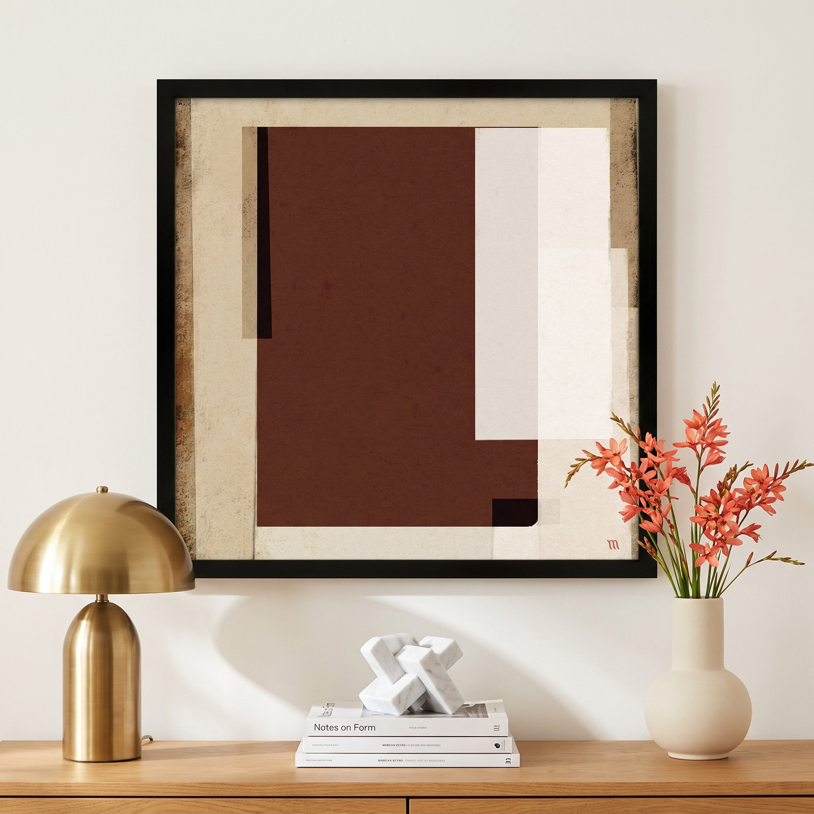 City Scape Brown Print by Marco Marella, 16" H x 16" W, Framed Print Paper without Mat, Black