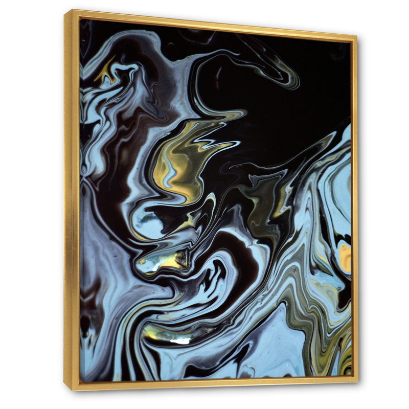 «Colorful Colorful Mixed Abstract Fluide», art mural moderne sur toile, H 44 po x l 34 po x P 1,5 po, Cadre flottant doré