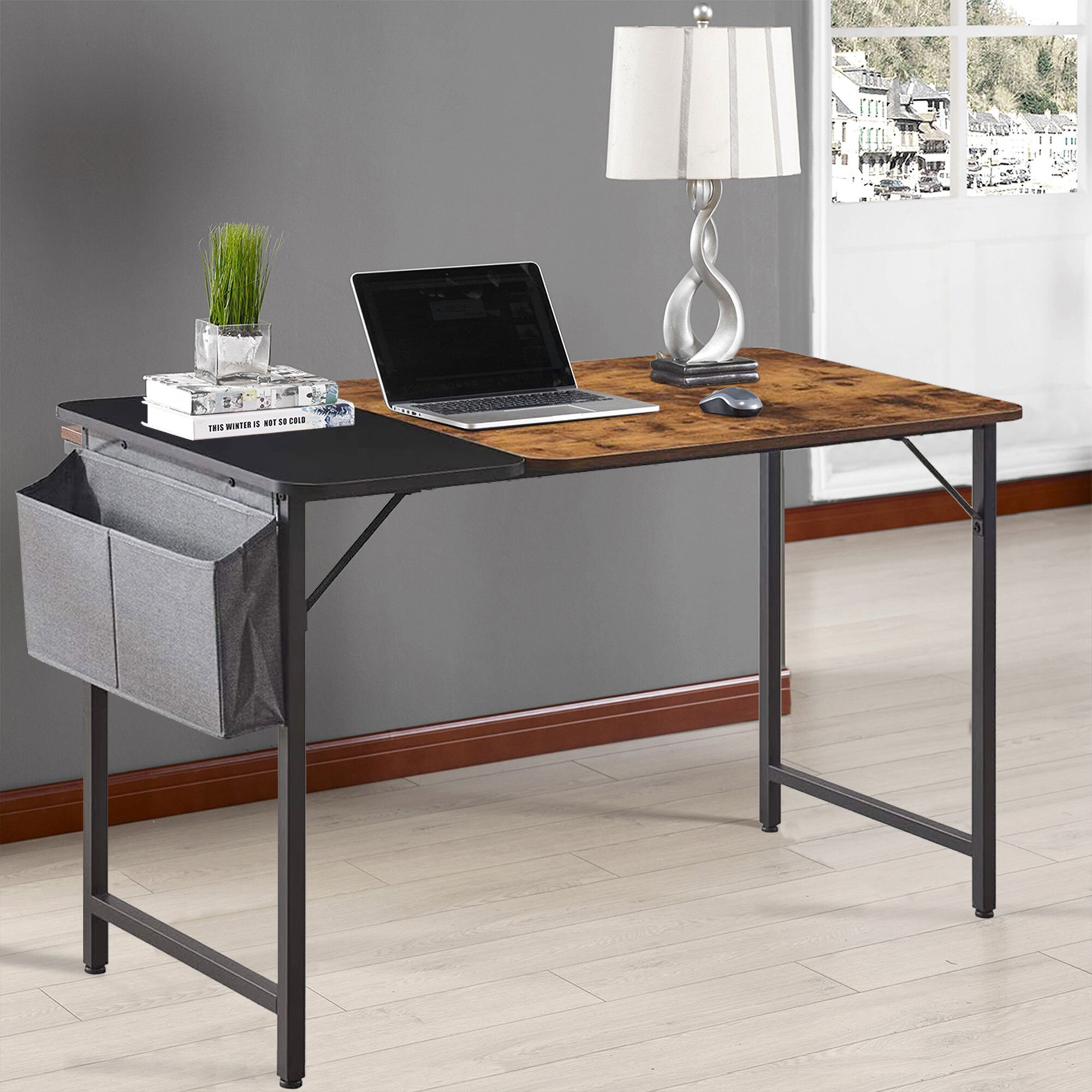 Antawan Desk Ebern Designs Size: 29 H x 47.25 W x 23.5 D, Color (Top/Frame): Brown/White