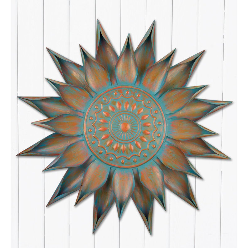 34-Inch Bronze and Patina Metal Floral Wall Art