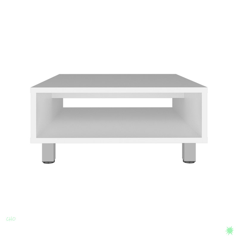 Minimalistic Square Coffe Table With Open Storage, White