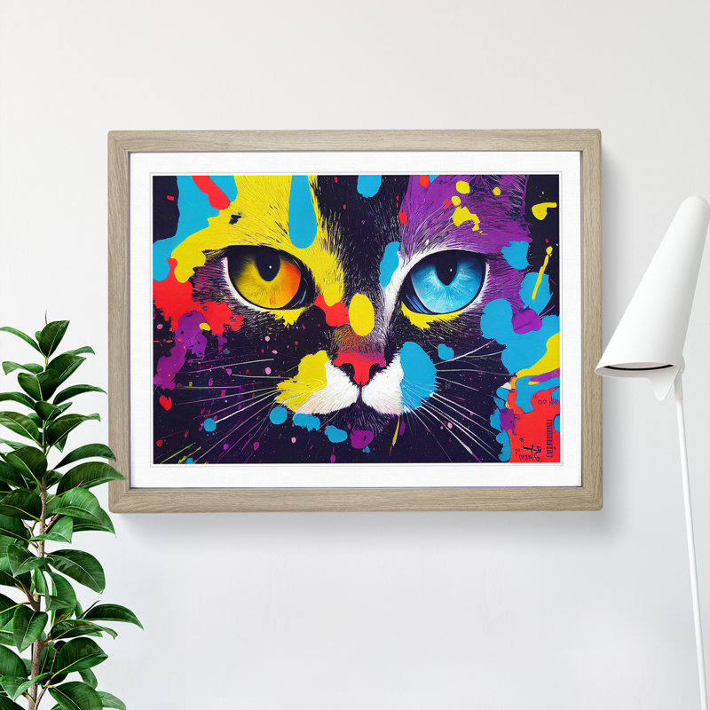 Cat Splash Vol.1 Abstract - Framed Print, 25cm H x 34cm W x 2cm D, Oak