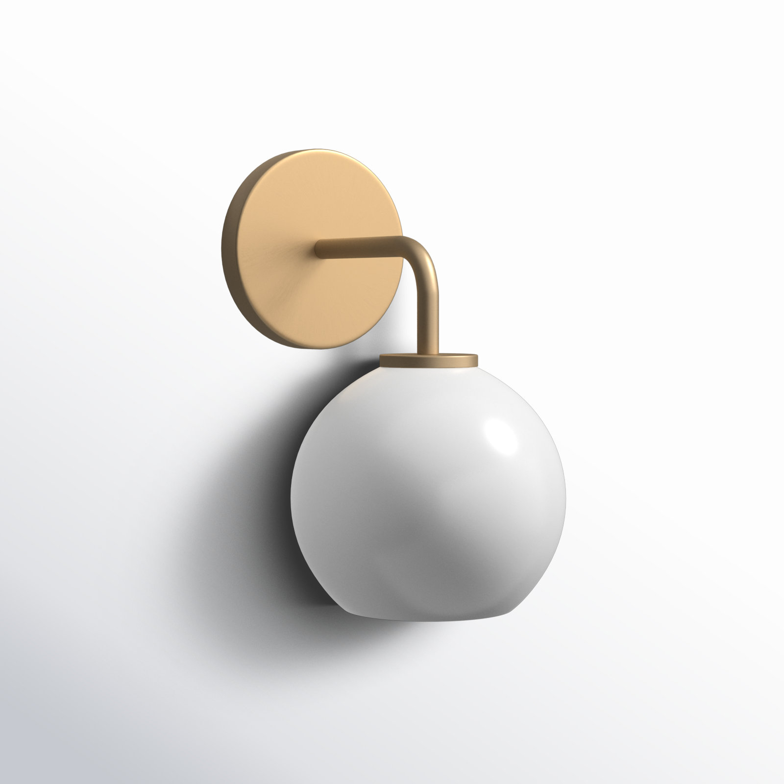 Childerley Single Light Dimmable Armed Sconce, Satin Brass, White